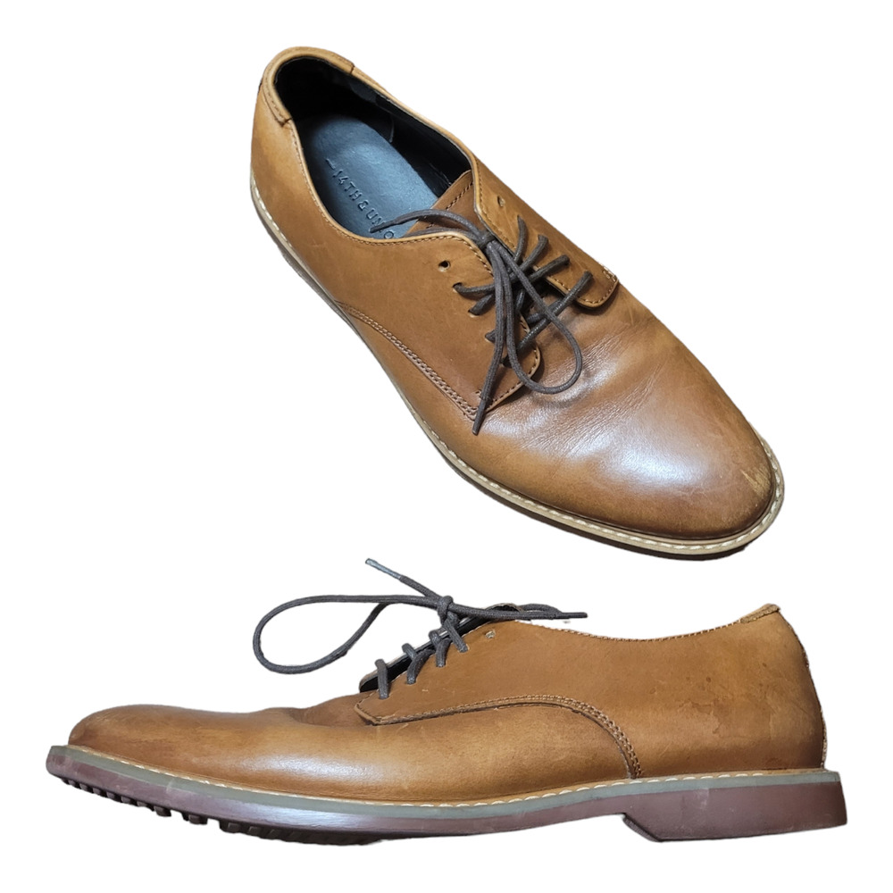 14th & Union Oxford Shoes Men 9.5 Light Brown Dress Shoe Workwear Minimalist